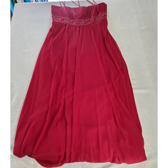 David's bridal Vintage Y2K Fairy Grunge Babydoll women's gown ruby red Size 16 - Picture 4 of 7